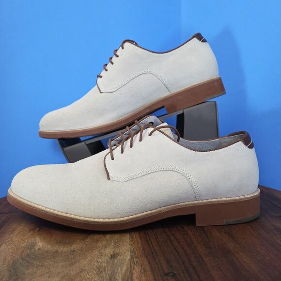 Johnston & Murphy Ellington Plain Toe Oxford Shoe Men's 10M Ivory/Bone Suede - Picture 3 of 14